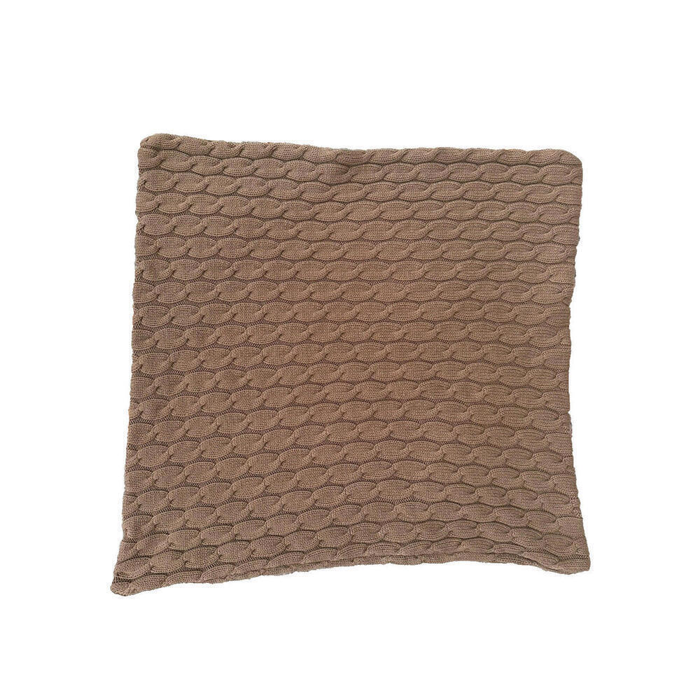 Restoration Hardware ￼ Cable Knit Pillow Case Cover 23" X 23" Brown Cotton